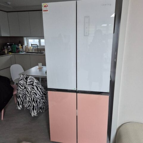 쿠잉전자 글램 글라스 대용량 418L 양문형 4도어 냉장고 방문설치 – 3/4도어냉장고 후기