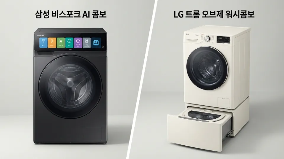삼성 비스포크 AI 콤보 vs LG 트롬 오브제 워시콤보: 디테일 비교