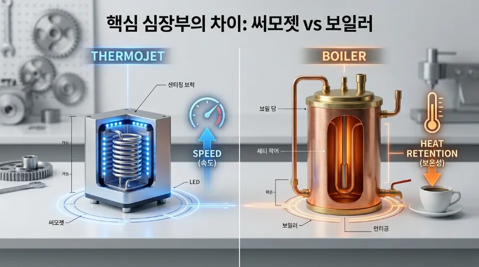 핵심 심장부의 차이: 써모젯 vs 보일러