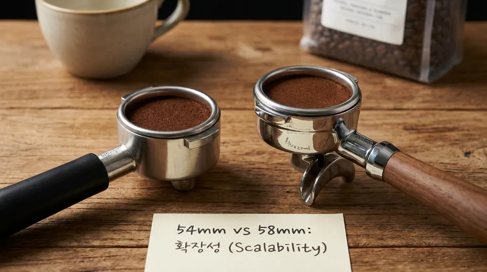 54mm와 58mm: 포타필터 사이즈가 말해주는 확장성