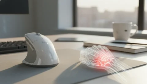 손목 터널 증후군의 역설: 왜 2026년에는 플라스틱 버티컬 마우스 대신 ‘생나무 옹이 커스텀 팜레스트’를 선택하는가?